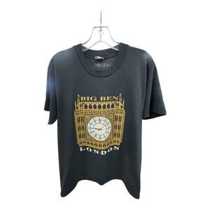 Vintage Screen Star Best Big Ben London Print Black L Single Stitch T-Shirt